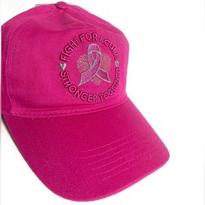 Fight for a Cure Stronger Together breast cancer, embroidered baseball cap